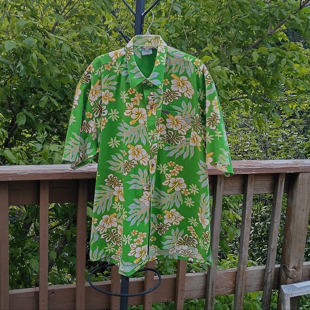 Design Green Floral Hawaiian Shirt sz XXXXXL